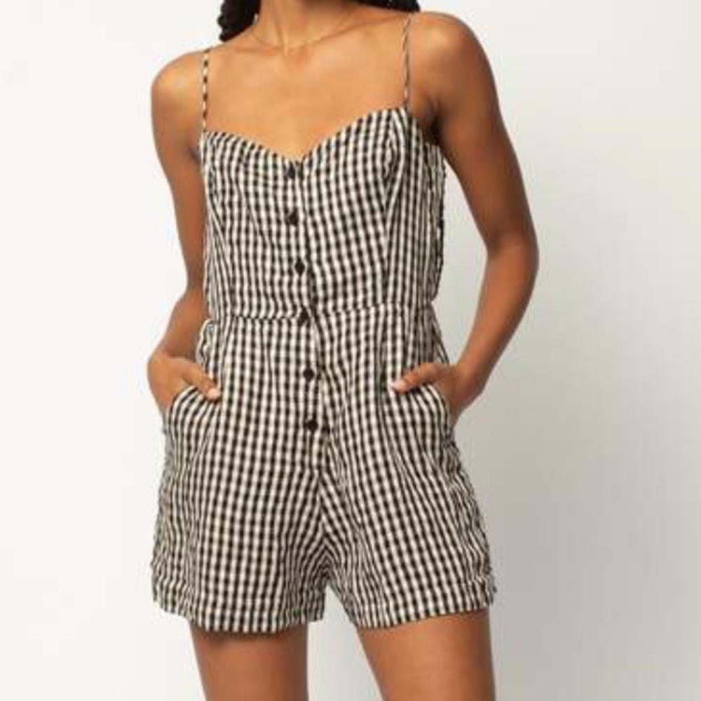 Reformation The Loop Gingham Romper